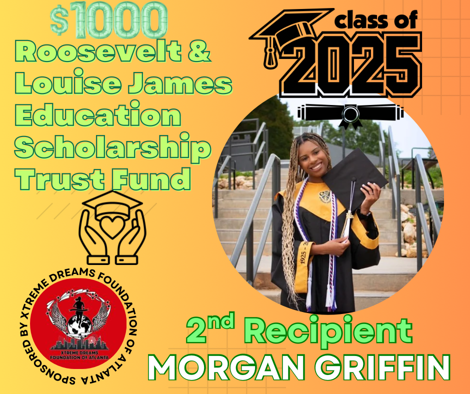 $1000 scholarship poster for class of 2025 featuring Morgan Griffin in cap and gown