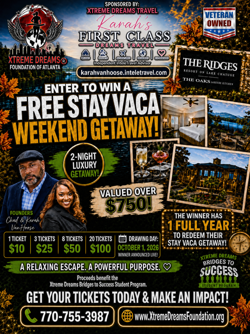 Luxury waterfront home ad with city skyline, “Build the Dream,” , and property features shown